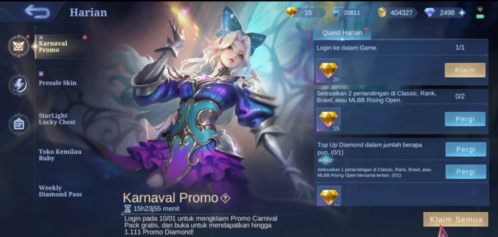 misi Karnaval promo diamond kuning 2025